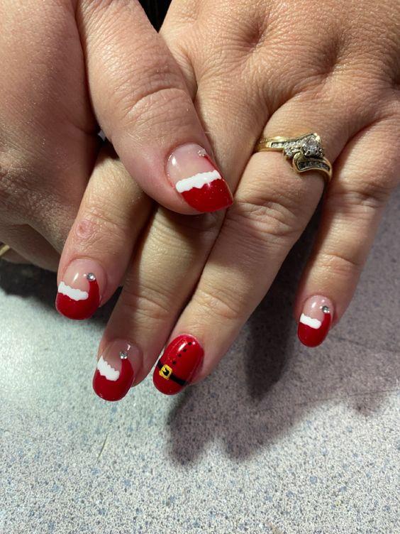 santa hat nail art